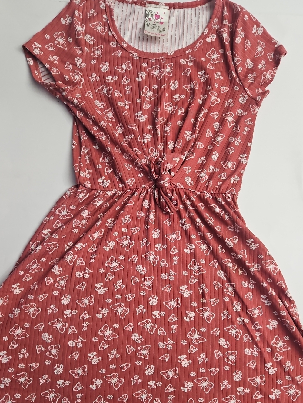 Girls' Knot Front Casual Dress - Dusty Rose Floral